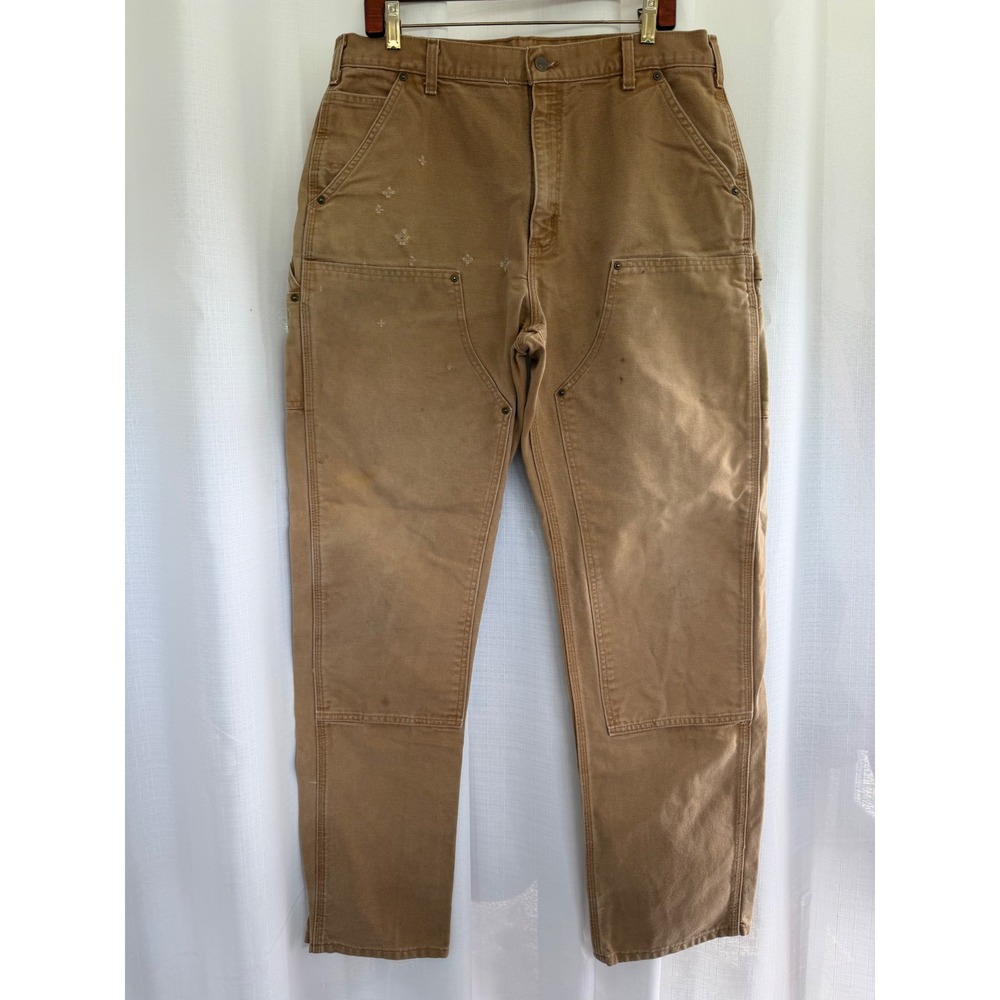 Carhartt Dungaree Fit Double Front Work Pants Mens 36 x 36 Brown Canvas Utility